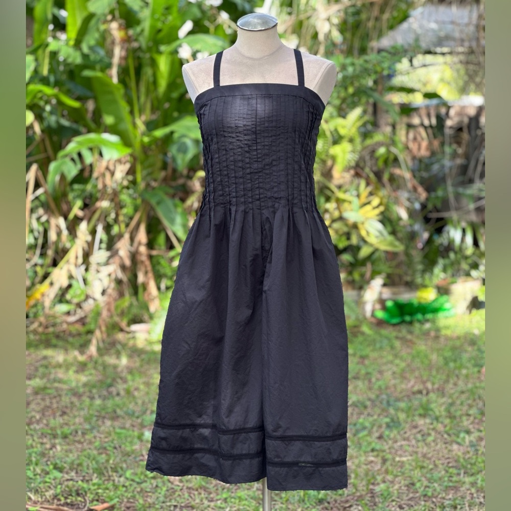 Tibi Pleated Cropped Wide Leg Jumpsuit Black Size 2